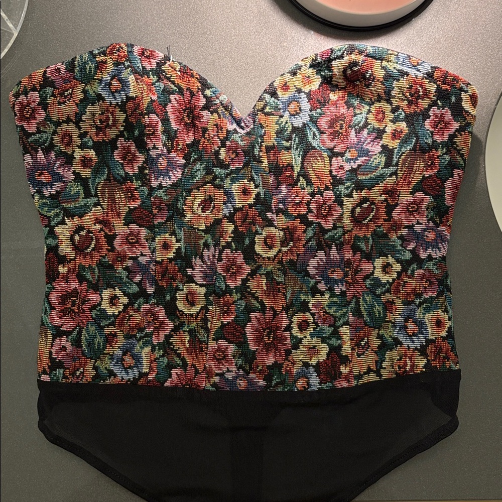 Free People Wildflower Strapless Embroidered Corset Bodysuit | XS | NWOT - Picture 7 of 8
